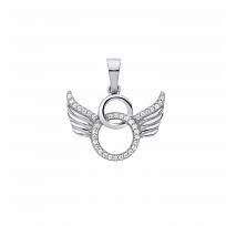 Silver CZ Angel Wing Pendant