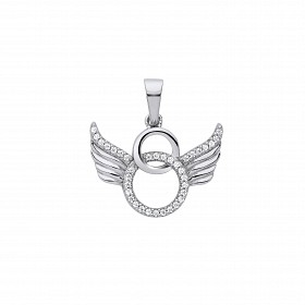 Silver CZ Angel Wing Pendant