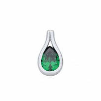 Silver Emerald CZ Tear Drop Pendant