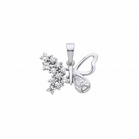 Silver CZ Butterfly Pendant