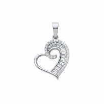 Silver CZ Heart Pendant