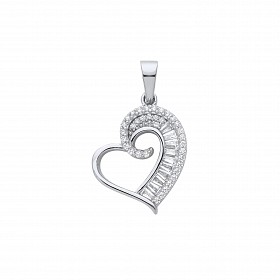 Silver CZ Heart Pendant
