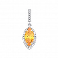Silver CZ & Citrine Marquise Cut Pendant