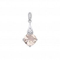 Silver CZ & Green Amethyst Fancy Drop Pendant