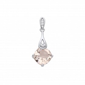 Silver CZ & Green Amethyst Fancy Drop Pendant