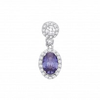 Silver CZ & Mid Tanzanite CZ Fancy Pendant