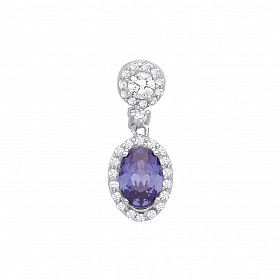 Silver CZ & Mid Tanzanite CZ Fancy Pendant