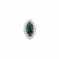 Silver Dark Green CZ Marquise Cut Pendant