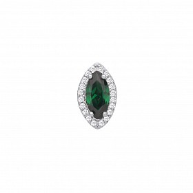 Silver Dark Green CZ Marquise Cut Pendant