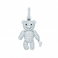 Silver CZ Teddy Bear Pendant