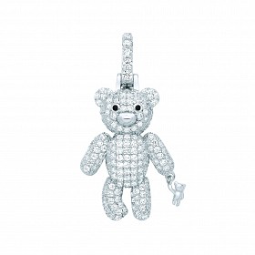 Silver CZ Teddy Bear Pendant