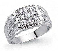 925 Sterling Silver CZ Gents Dress Ring