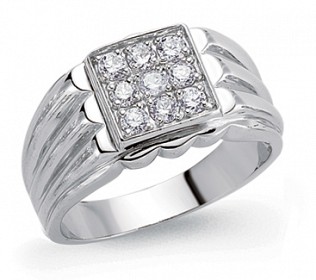 925 Sterling Silver CZ Gents Dress Ring