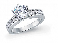 925 Sterling Silver CZ Solitaire Dress Ring With CZ Shoulders