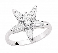 925 Sterling Silver CZ Star Dress Ring