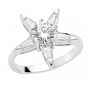 925 Sterling Silver CZ Star Dress Ring