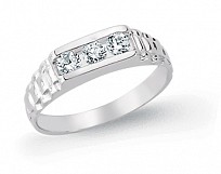 925 Sterling Silver & CZ Bar Kids Ring