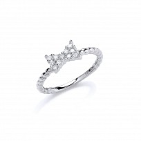 925 Sterling Silver CZ 'Bow' Upper Finger Ring