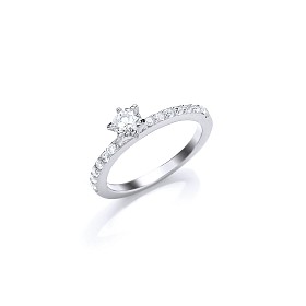 925 Sterling Silver CZ Solitaire Upper Finger Ring