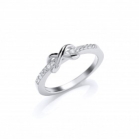 925 Sterling Silver CZ 'Kiss' Upper Finger Ring