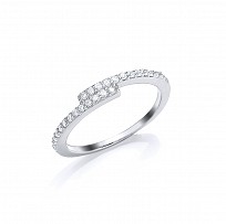 925 Sterling Silver CZ Crossover Upper Finger Ring