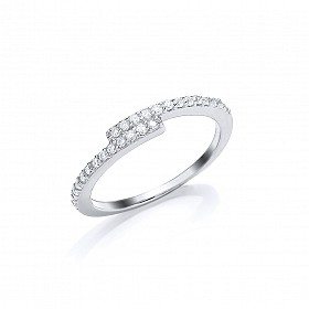 925 Sterling Silver CZ Crossover Upper Finger Ring