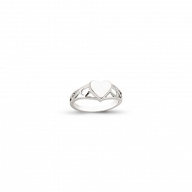 925 Sterling Silver Kids Plain Heart Ring With Cut Out Shoulders