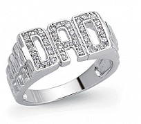 925 Sterling Silver Gents CZ 'DAD' Ring With Watch Strap Sides