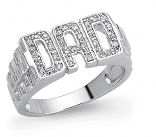 925 Sterling Silver Gents CZ 'DAD' Ring With Watch Strap Sides