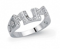 925 Sterling Silver CZ 'MUM' Ring With Screw Shoulders