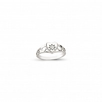 925 Sterling Silver Kids CZ Heart Ring With Cut Out Shoulders