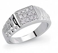 925 Sterling Silver CZ Gents Dress Ring With Watch Strap Sides