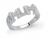 925 Sterling Silver CZ 'MUM' Ring With Greek Style Shoulders