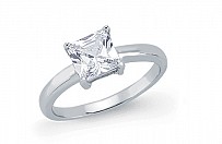 925 Sterling Silver CZ Single Square Stone Dress Ring