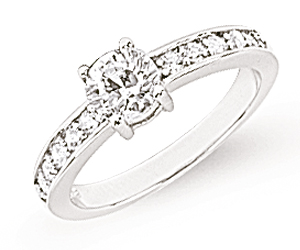 925 Sterling Silver Solitaire Ring With CZ Rounds Shoulders