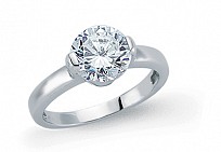 925 Sterling Silver CZ Single Stone Dress Ring