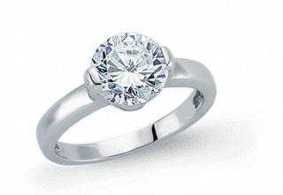 925 Sterling Silver CZ Single Stone Dress Ring