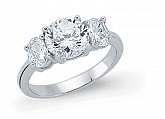 925 Sterling Silver CZ 3 Stone Trilogy Dress Ring