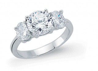 925 Sterling Silver CZ 3 Stone Trilogy Dress Ring