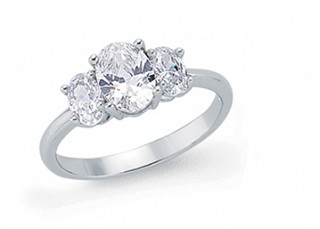 925 Sterling Silver CZ 3 Stone Trilogy Dress Ring
