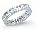 925 Sterling Silver Cubic Zirconia Baguette Set Fashion Ring