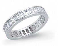 925 Sterling Silver Cubic Zirconia Baguette Set Fashion Ring