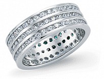 925 Sterling Silver CZ Three Row Full Eternity Ring (RD1.5)