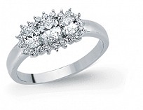 925 Sterling Silver Cubic Zirconia Cluster Boat Ring