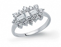 925 Sterling Silver Cubic Zirconia Cluster Boat Ring