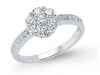 925 Sterling Silver CZ Cluster Ring With CZ Shoulders