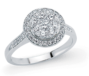 925 Sterling Silver Round CZ Stone Dress Ring With CZ Shoulders