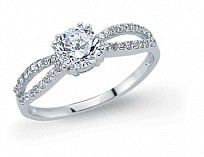 925 Sterling Silver CZ Fashion Ring With CZ Shoulders