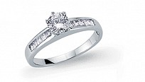 925 Sterling Silver Solitaire Ring With CZ Shoulders