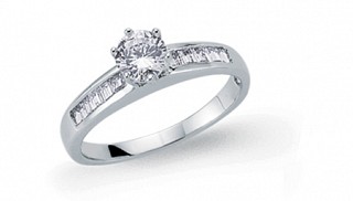 925 Sterling Silver Solitaire Ring With CZ Shoulders